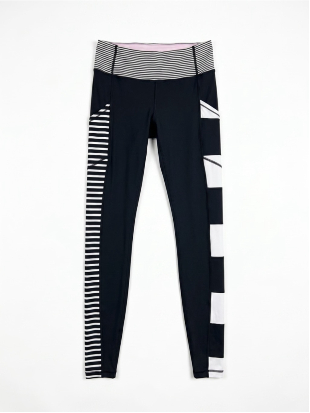 RARE LULULEMON 2014 Seawheeze Black Stripe High rise Leggings, Sz 6